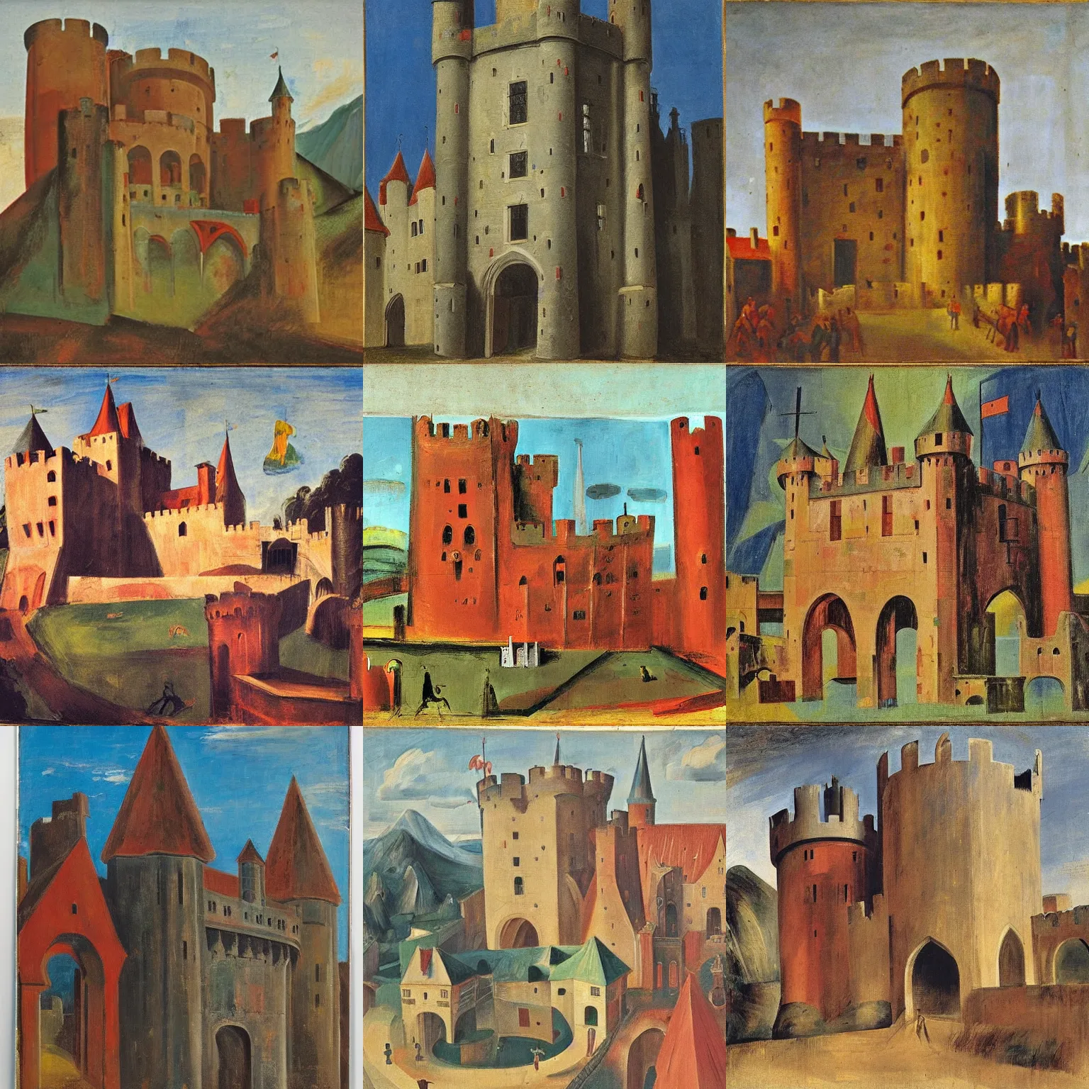 Prompt: medieval castle, by willem de kooning