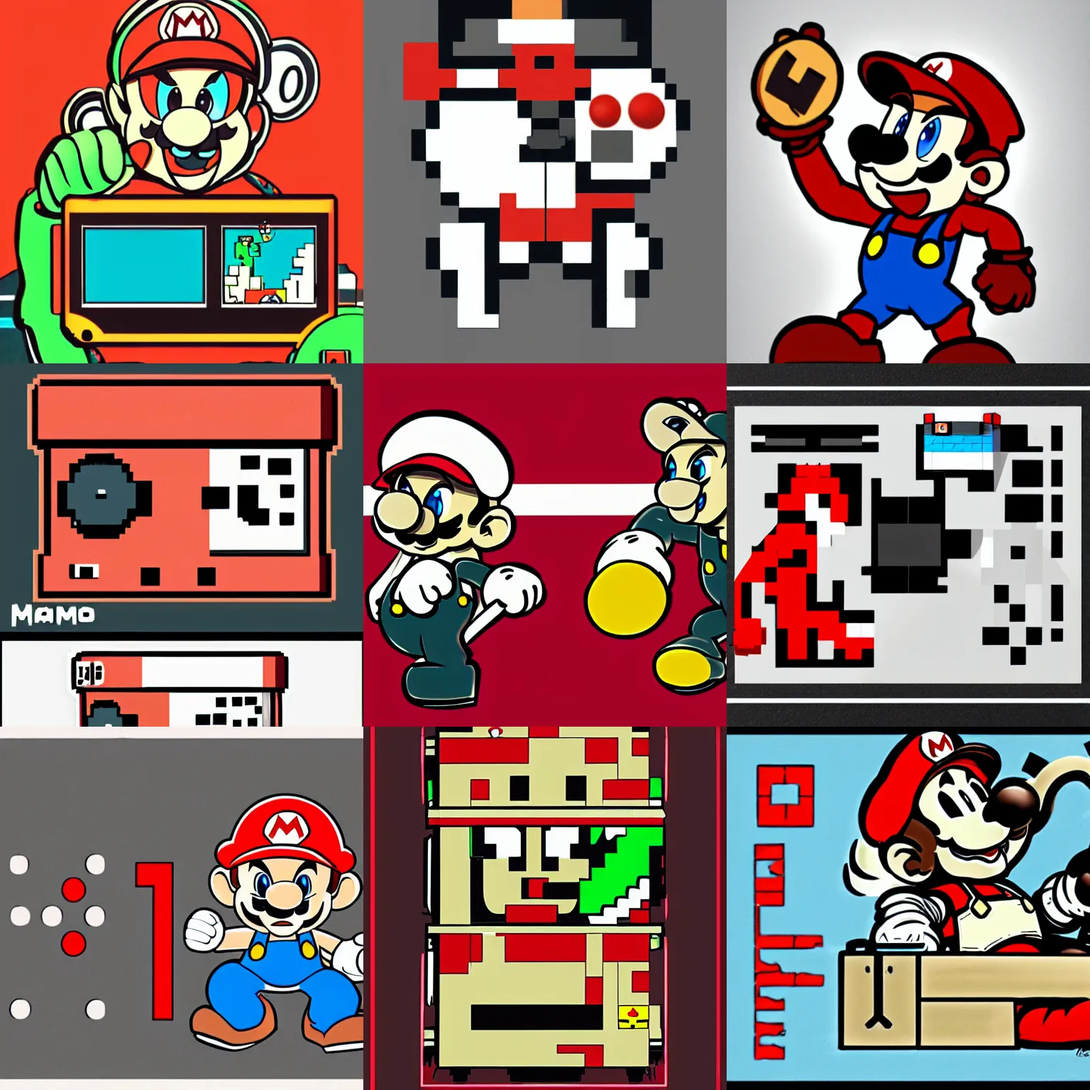 Prompt: game and watch, mario, retro style, 1980, concept art, artstation