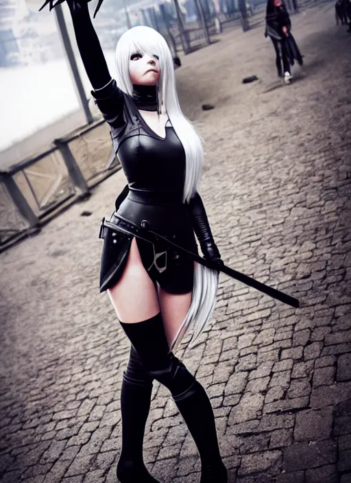 Image similar to a 2 from nier : automata in kiev, ukraine