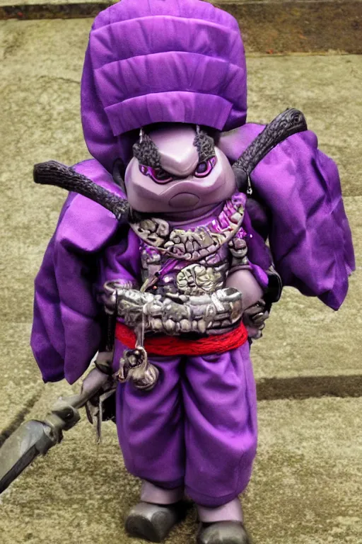 Prompt: purple samurai raccon in the style ofukiyo-e