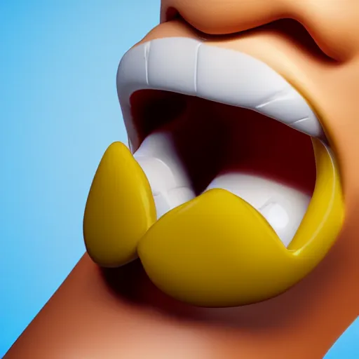 Image similar to new emoji of biting your lip, 3d render, octane render