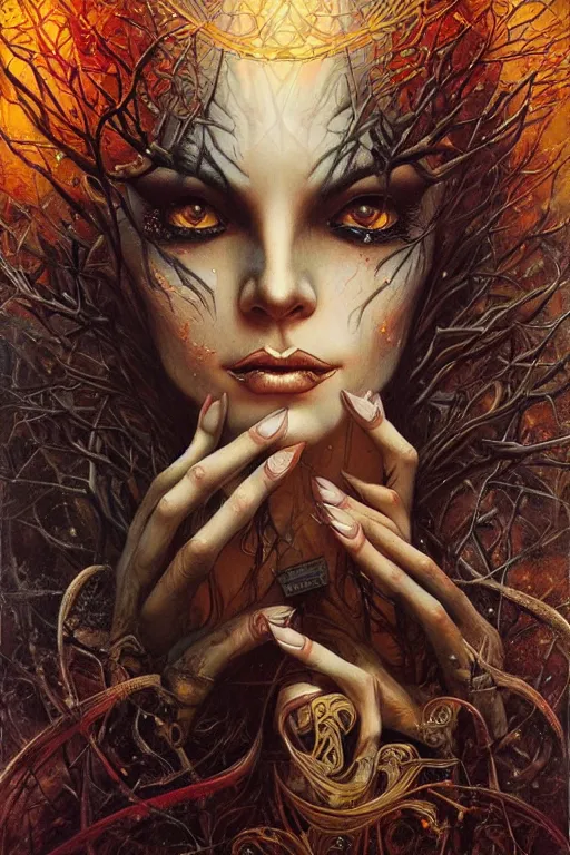 Prompt: a beautiful witch by Karol Bak,Divine Chaos Engine,symbolisme,visionary,cold colors