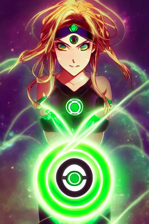 Image similar to anime key visual of a beautiful female green lantern, intricate, glowing accents, powers, glowing ring, speed, goddess, dc comics, cinematic, stunning, highly detailed, digital painting, artstation, smooth, hard focus, illustration, character concepts by senior concept artist