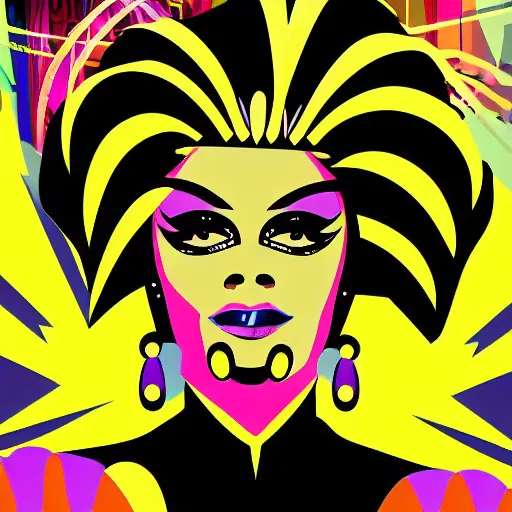 Prompt: art deco pop art silhouette of drag queen, intricate details, award - winning, 4 k, 8 k