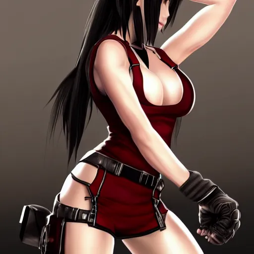 Image similar to high quality digital art of tifa lockhart posing, trending on artstartion, 4k