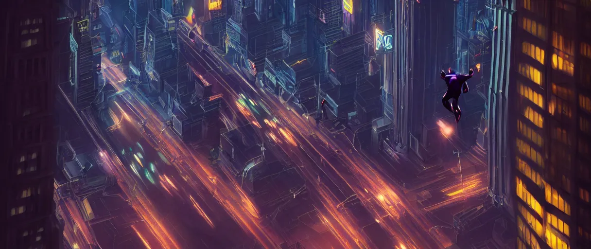 Prompt: hyperrealistic 3d animation hyper detailed choonky catman jumping, backrgound the city at night concept art pascal blanche sharp cinematic lighting 8k low angle shallow depth of field