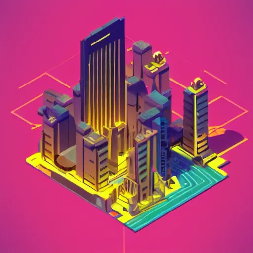 Prompt: isometric metropolis hell design by beeple, Pi-Slices and Kidmograph, beautiful digital illustration