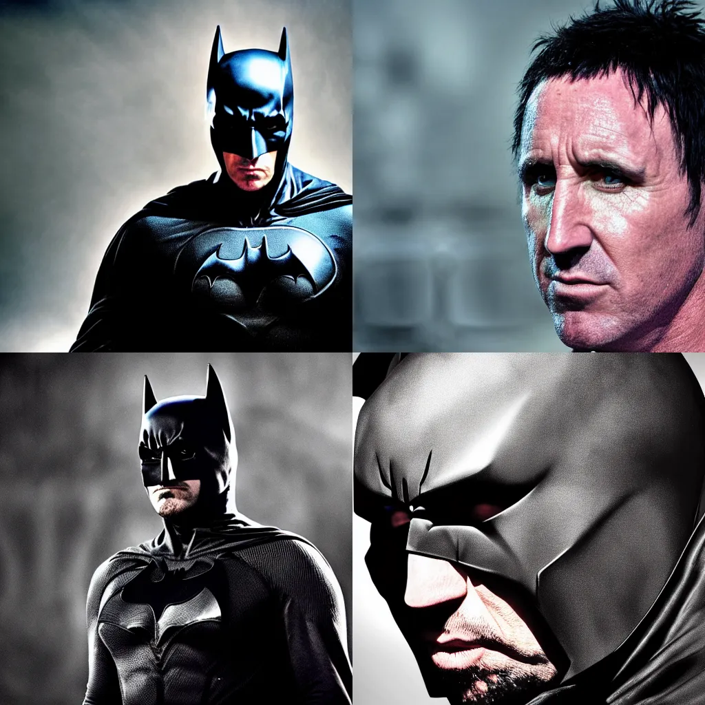 Prompt: Trent Reznor as batman, ultra realistic, high definition portrait photograph