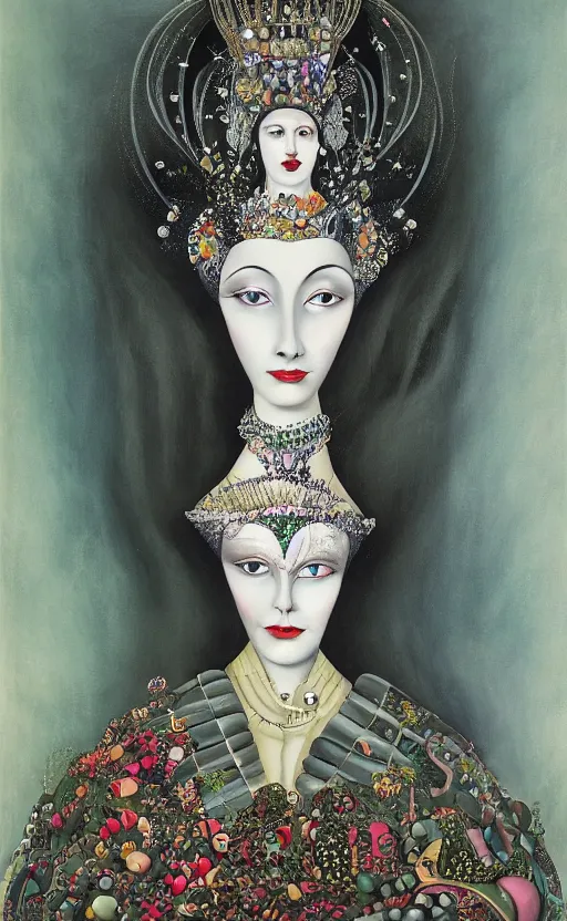 Prompt: a Hungarian portrait of a Queen, by Marcel Jankowicz, by Kay Nielsen,, by Georgia o Keeffe, trending on artstation , winner,dark fantasy, tonalism