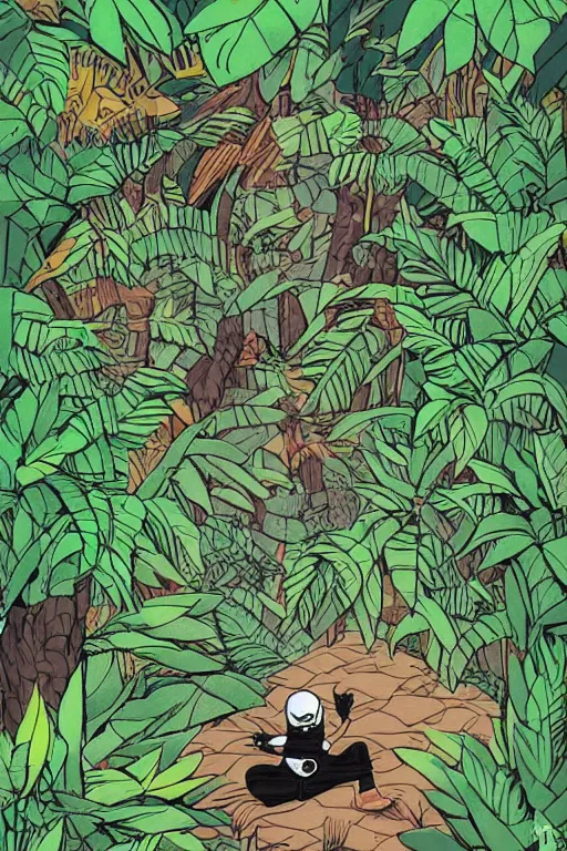 Image similar to a ninja sneaking around in the jungle artwork by eko nugroho