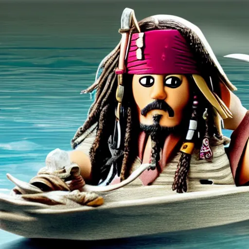 Image similar to Jack Sparrow on a paper boat