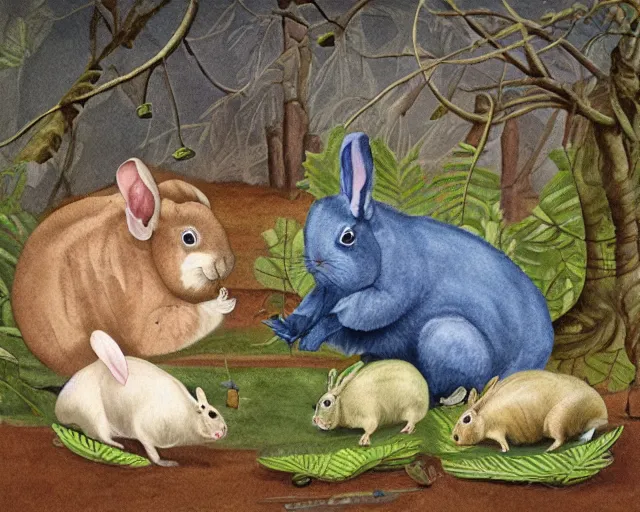 tardigrades, rabbits, and guinea pigs fighting over a Stable