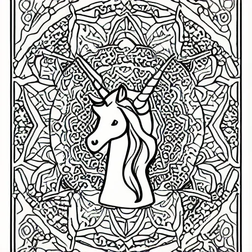 Prompt: unicorn coloring page on
