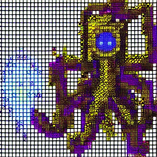 Image similar to !dream horrific Lovecraftian space horror monster pixel art, 8-bit