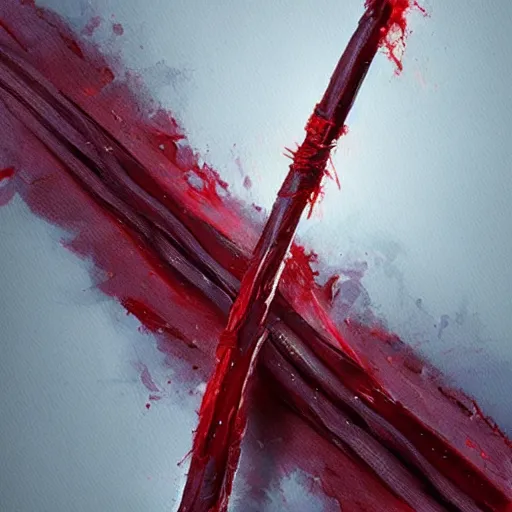 Prompt: fantasy sword made out of twizzlers, painted by greg rutkowski