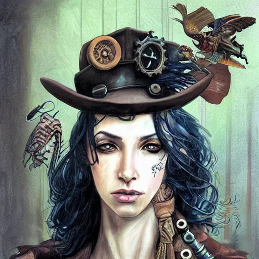 Image similar to portrait of steampunk heroines, by jon foster