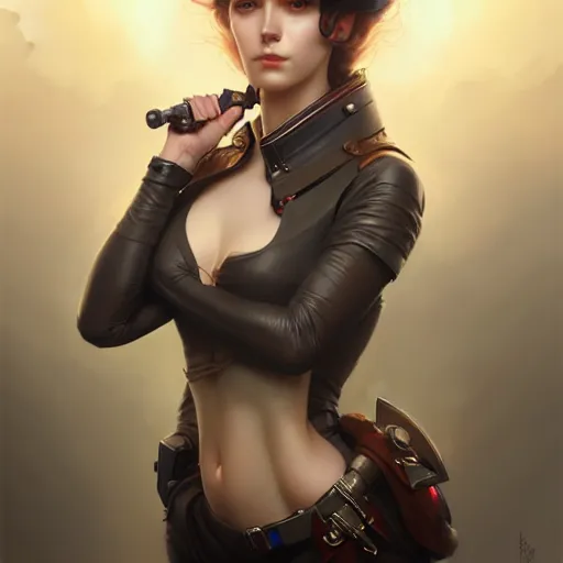 Image similar to Portrait of a seductive lady engineer, highly detailed, digital painting, artstation, concept art, smooth, sharp focus, illustration by Artgerm and Tom Bagshaw and Greg Rutkowski