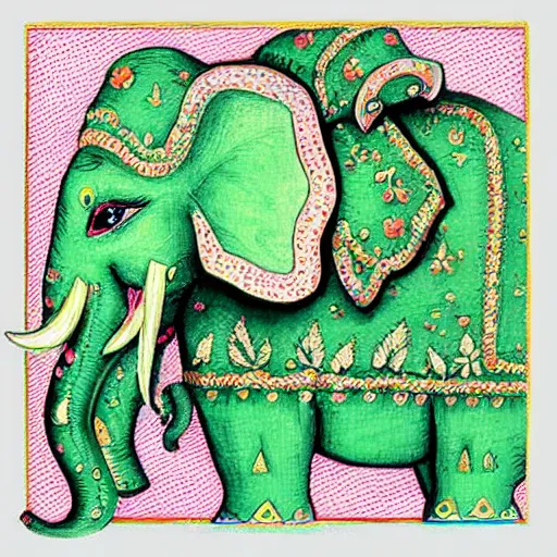 Image similar to green elephant super detailed nft art