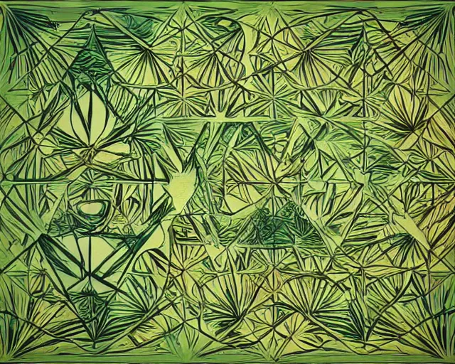 Prompt: cannabis abstract shapes and geometric patterns, a simple vector pop surrealism, by ( leonardo da vinci ) and greg rutkowski and rafal olbinski