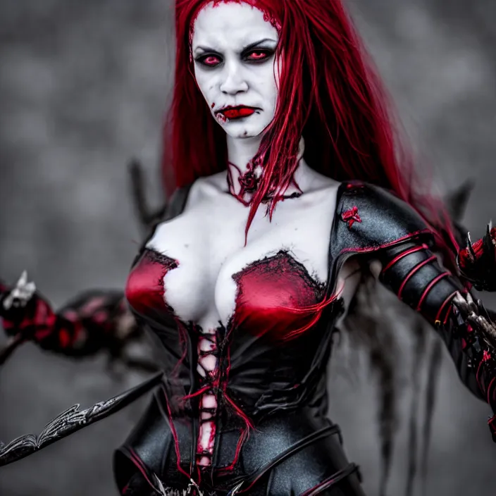 Image similar to long shot photograph of a real - life beautiful vampire queen warrior. extremely detailed. dslr. 5 0 mm.