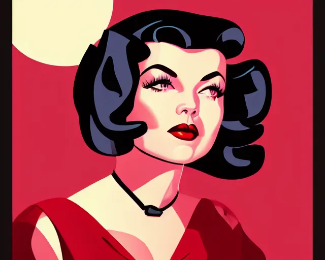 Image similar to young sherilyn fenn, betty page, diner background, twin peaks, retro futurism, half portrait by stanley artgerm, dramatic lighting, ilya kuvshinov, trending on artstation, flat colour, geometric curves, gradient filter, pleasing tone colours, 5 0 s style, edward hopper