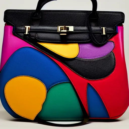 Prompt: designer handbag in the shape of an artist's palette