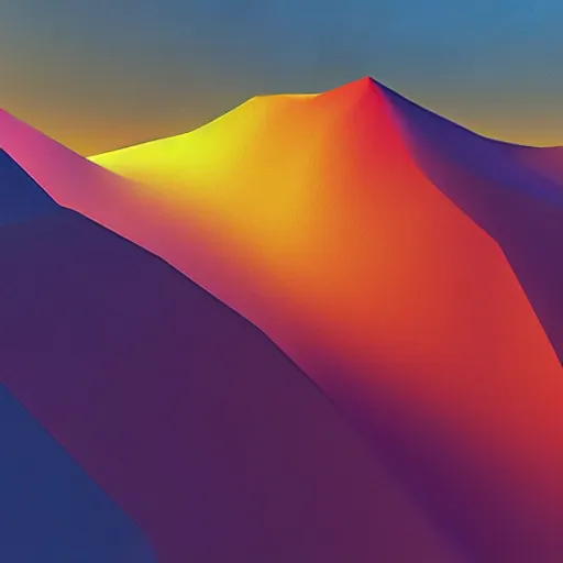 Prompt: abstract computer generated image of a mountain range, a low poly render by Gabriel Dawe, trending on polycount, generative art, low poly, rendered in cinema4d, terragen