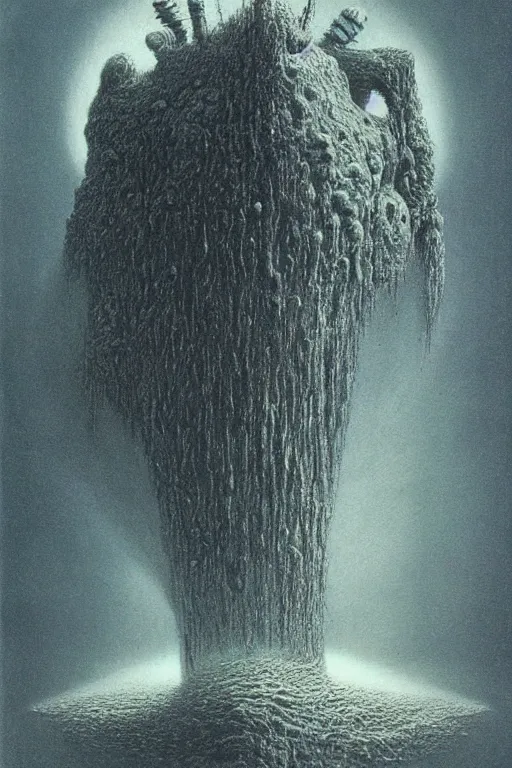 Prompt: a space monster by Zdzislaw Beksinski