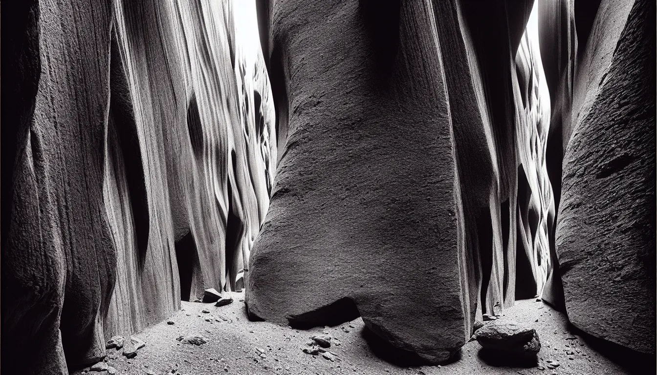 Image similar to slot canyon by, mads berg, karolis strautniekas, film noir, stippled light, dramatic lighting, editorial illustration, detailed, fine texture, matte print, art deco, brutalism, dark blue + dark orange, red, black, ( ( habitat 6 7 background ) )