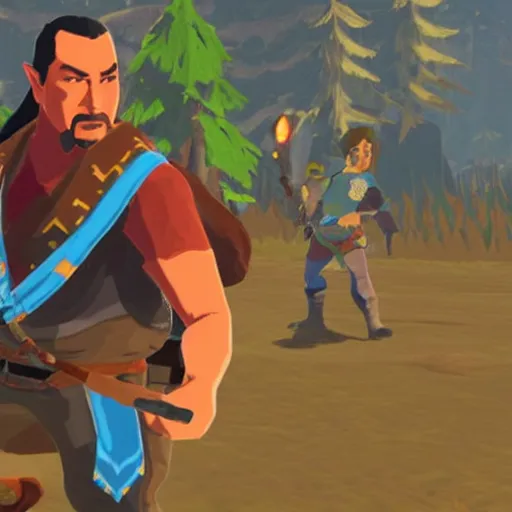 Image similar to Steven Seagal in The Legend of Zelda Breath of the Wild