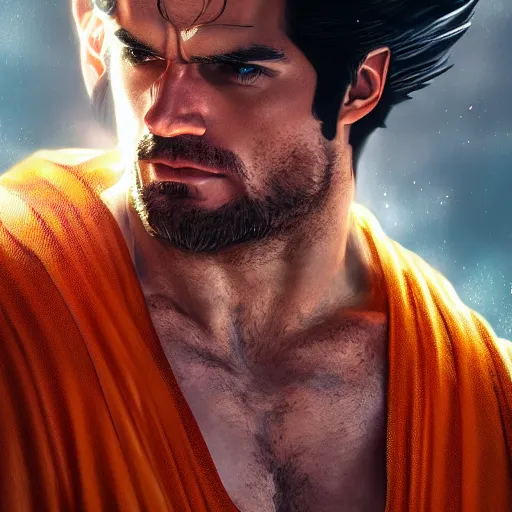 Prompt: henry cavill as goku, au naturel, hyper detailed, digital art, trending in artstation, cinematic lighting, studio quality, smooth render, unreal engine 5 rendered, octane rendered, art style by klimt and nixeu and ian sprigger and wlop and krenz cushart