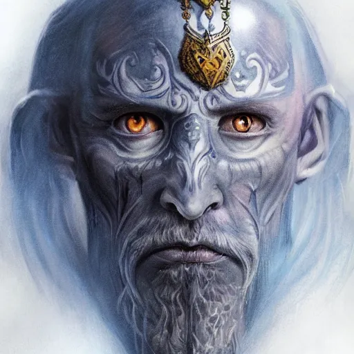 Image similar to an Artstation 3d render of Very very very very highly detailed beautiful mystic portrait of a phantom king with galaxy, tattoos by Anton Pieck, intricate, extremely detailed, digital painting, artstation, concept art, smooth, sharp focus, illustration, intimidating lighting, incredible art,