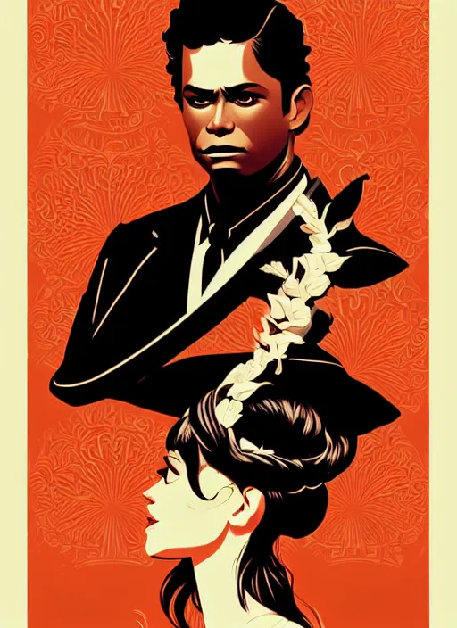 Image similar to silhouette of camaron de la isla, vector art style, full shot, intricate, elegant, highly detailed, digital art, ffffound, art by jc leyendecker and sachin teng