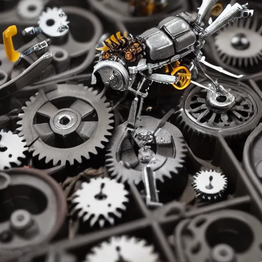 Image similar to The gears and cogs inside autopsy robotic beetle, macro, knolling