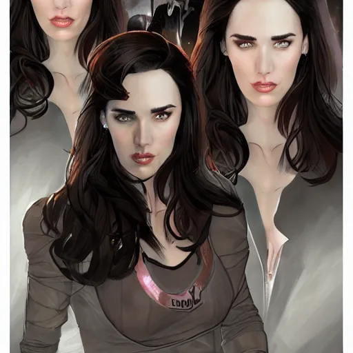 Image similar to a portrait painting of Jennifer Connelly as diva by Stjepan Sejic