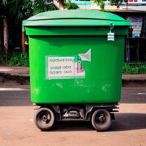 Image similar to green dustbin in sri lanka, street view