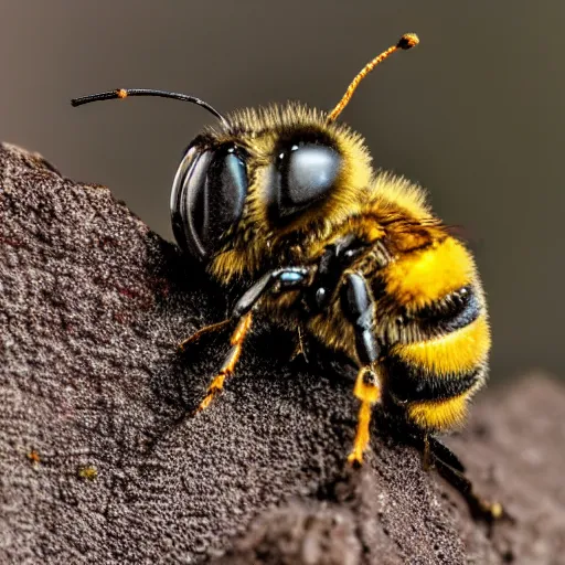 Image similar to 3 d bee, macro, depth of field, f 1. 2 highly detailed