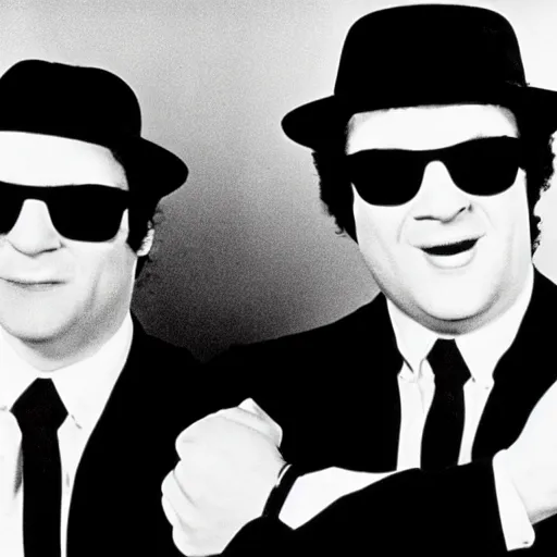 Image similar to the blues brothers as conjoined twins