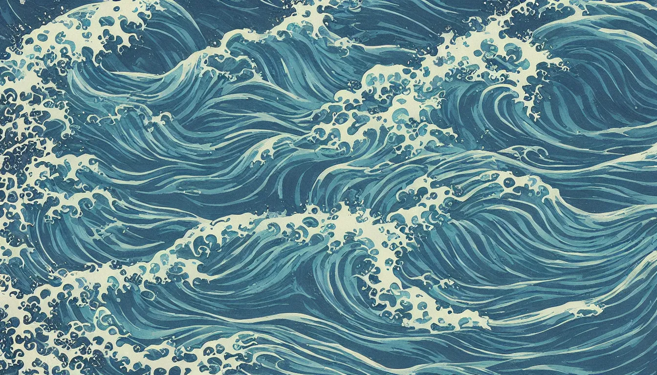 Image similar to ocean waves, japanese illustration