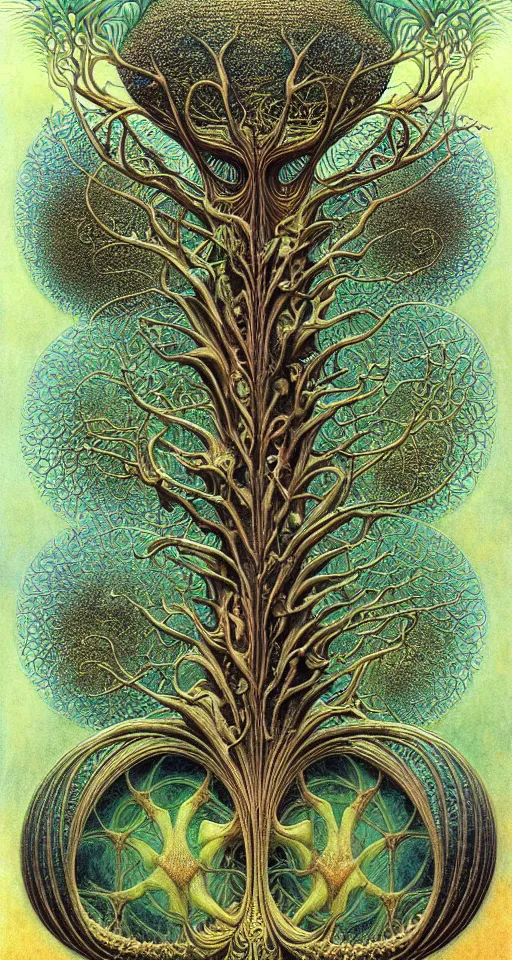 Image similar to tree of life by roger dean and andrew ferez, art forms of nature by ernst haeckel, divine chaos engine, symbolist, visionary, art nouveau, botanical fractal structures, organic, detailed, realistic, surreality