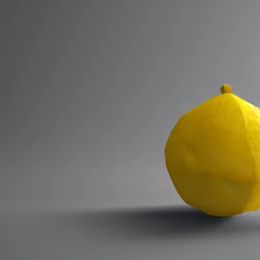 Image similar to a render of a low polygon lemon, unreal engine