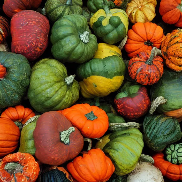 Prompt: photorealistic fall vegetable harvest