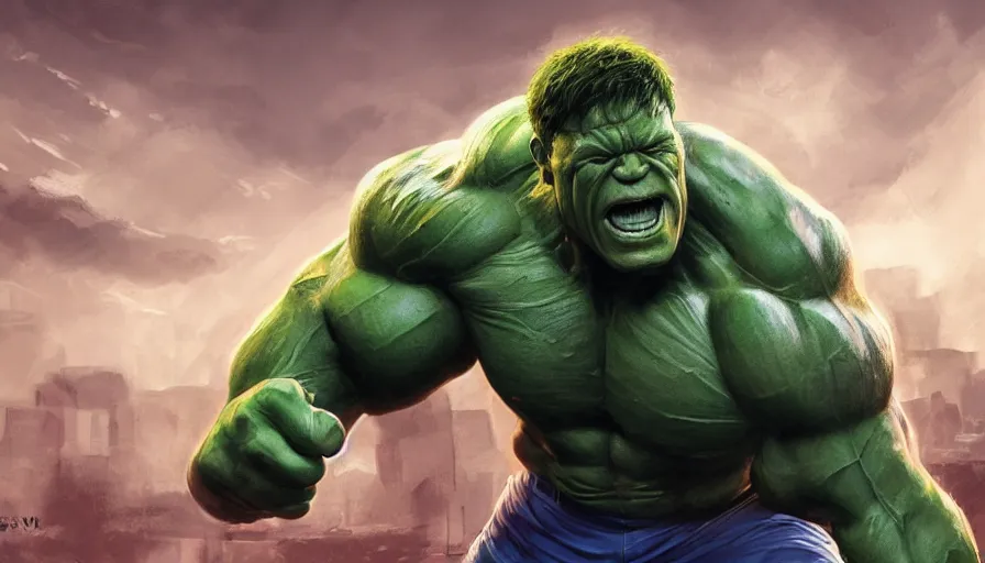 Prompt: Digital painting of John Cena as Hulk, hyperdetailed, artstation, cgsociety, 8k