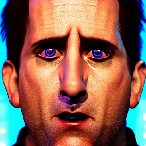 Prompt: cyberpunk Michael Scott from The Office, macro, vibrant, 30mm photography, realism artstyle, wide shot, dramatic lighting, octane render, hyperrealistic, high quality, highly detailed, artstation, HD, beautiful, cinematic, 8k, unreal engine, facial accuracy, symmetrical