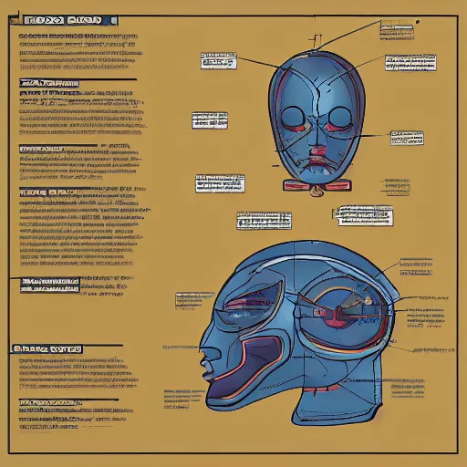 Image similar to giant robot-humanoid head, cross-section diagram