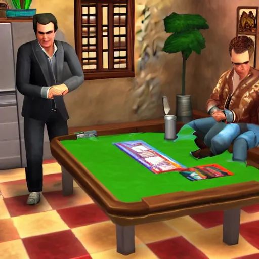 Image similar to quentin tarantino in the video game sims