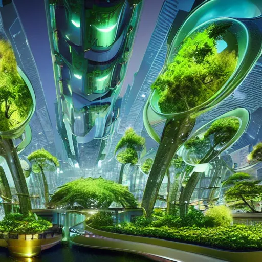 Image similar to futuristic botanical city