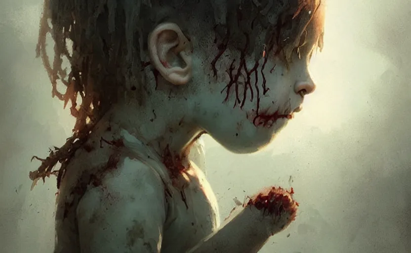 Prompt: a beautiful photo zombie kid, hyper realistic, natural light, concept art, by greg rutkowski, cozy atmospheric and cinematic lighting