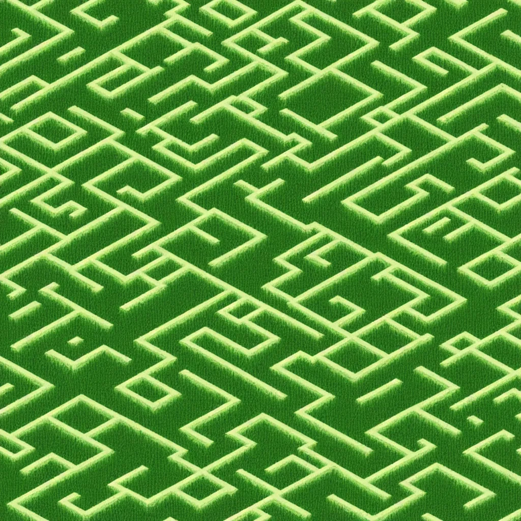 Image similar to wimmelbilder maze made of lawn, isometric, very sharp