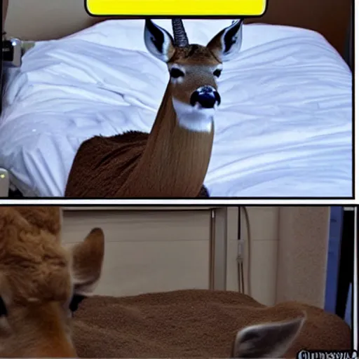 Image similar to deer in a hospital bed meme